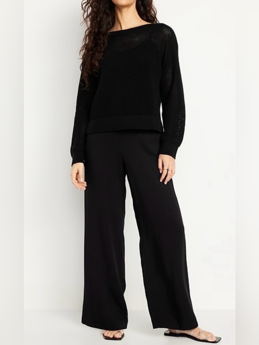 Old Navy High-Waisted Playa Wide-Leg Pants in Black Jack, New with Tags, Size XL